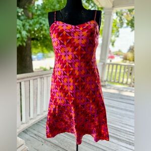 INC International Concept Kaleidoscope pink silk slip dress